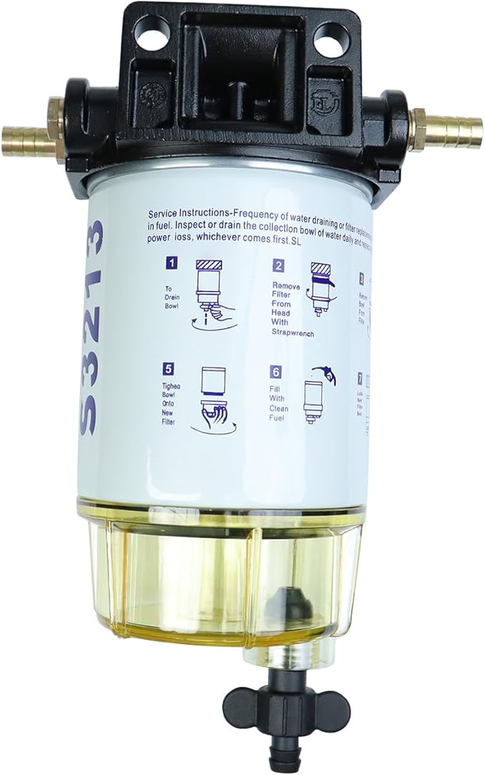 Fuel Filter Water Separator Compatible with Mercury Marine Outboard Motor with 38" Barb x 14" NPT Fittings Replaces 35-60494-1, S3213, 18-7932-1, S3213, S3214,35-809097
