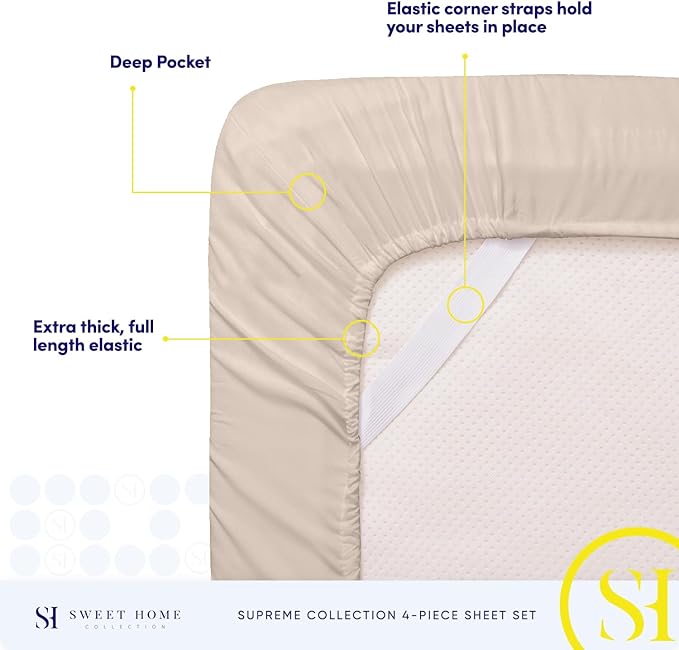 1800 Thread Count Sheet Set Ai Soft Egyptian Quality Brushed Microfiber Sheets Ai Luxury Bedding Set with Flat Sheet, Fitted Sheet, 2 Pillow Cases, Queen
