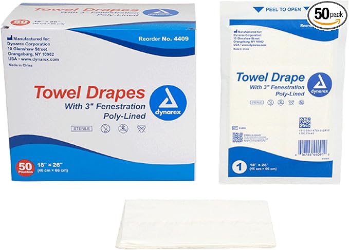 Dynarex 4409 Disposable Towel Drapes Fenestrated Sterile