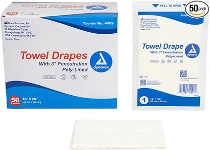 Dynarex 4409 Disposable Towel Drapes Fenestrated Sterile