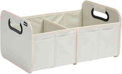 Car Trunk Organizer and Storage Bin Small Essentials Collapsible Organization Accessories for SUV/Sedan Beige
