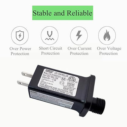 JT-EL/FC300V0120-C 30V 0.12A LED Controller With 8 Modes, Class 2 Power Supply Multifunctional Transformer, Low Voltage US Plug for Light (1 Pack)