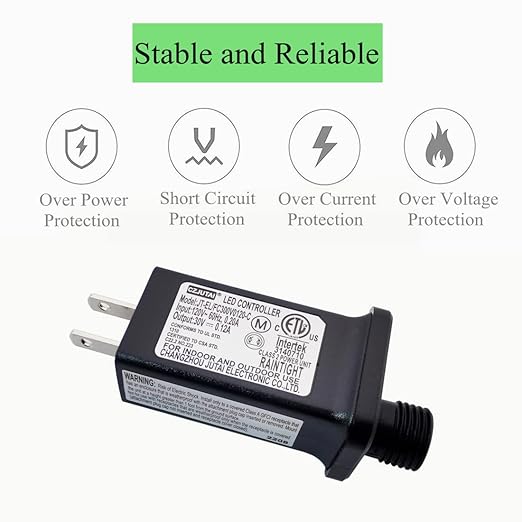 JT-EL/FC300V0120-C 30V 0.12A LED Controller With 8 Modes, Class 2 Power Supply Multifunctional Transformer, Low Voltage US Plug for Light (1 Pack)