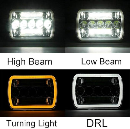 Super Bright Pair 7x6 5x7 Headlights 6052 6054 H5054 H6054 HiLow Sealed Beam WhiteAmber Halo Compatible With Ford E250 E350 E450 E150 F550 F600 F650 F700 F750 GMC Savana Chevy Express
