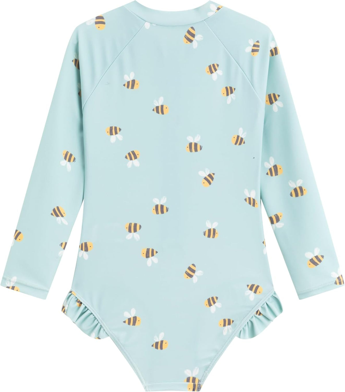 Girls' One-Piece Swimwear Rash Guard Swimsuit Zipper Bathing Suits Long Sleeve Ruffle Girl Full Cover Flower Print