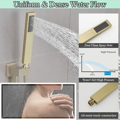 Hand Shower Wand Handheld Shower Spray High Pressure Single Function Luxury Hand Showerhead Brushed Gold