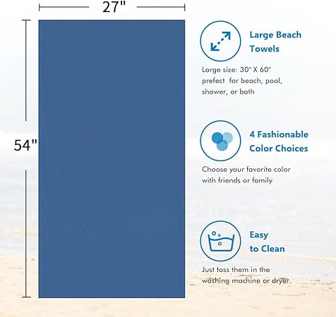 HOMEXCEL Bath Towel Set Pack of 2, 30 x 60 Inches Large Microfiber Bath Towels, Soft, Absorbent, and Quick Dry Towels for Bathroom, Pool, Beach, Swim, and Yoga, Large Bathroom Towels, Blue