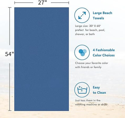 HOMEXCEL Bath Towel Set Pack of 2, 30 x 60 Inches Large Microfiber Bath Towels, Soft, Absorbent, and Quick Dry Towels for Bathroom, Pool, Beach, Swim, and Yoga, Large Bathroom Towels, Blue