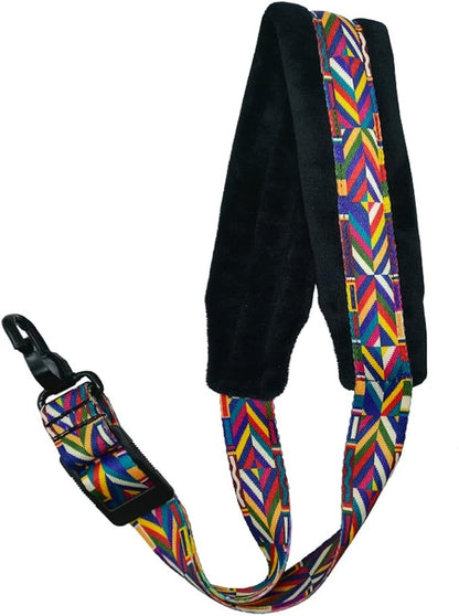 Saxophone Neck Strap Soft Padded Rainbow Braided Pattern for Alto Baritone Soprano Sax