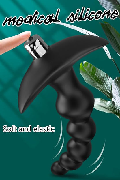 Vibrating Anal Beads Butt Plug - YOSPOSS Flexible Silicone 16 Vibration Modes Graduated Design Anal Sex Toy Waterproof Bullet Vibrator for Men, Women and Couples 100+ bought