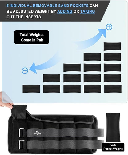 Fragraim Adjustable Ankle Weights Pair with Removable Weight for Jogging, Gymnastics, Aerobics, Physical Therapy