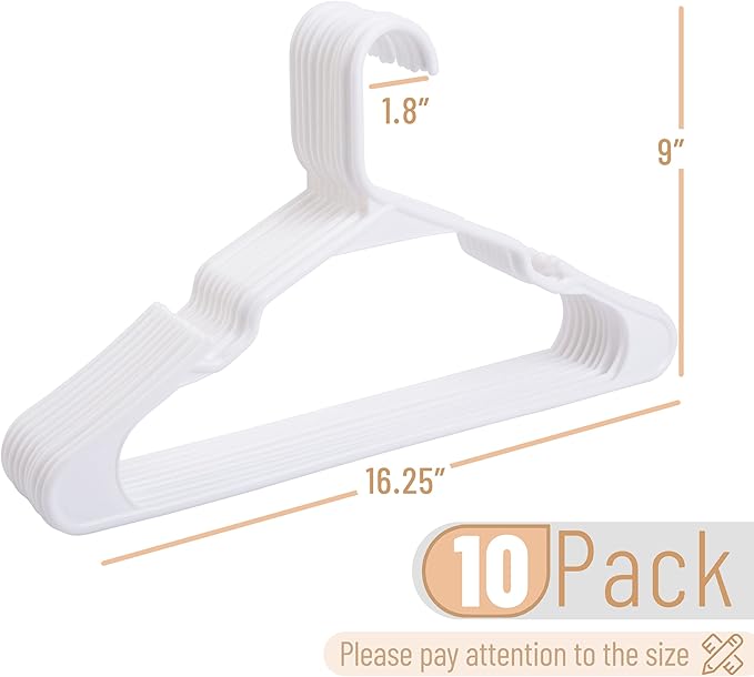 Mr. Pen 10 Pack White Plastic Clothes Hangers - Shirt Hangers for Closet