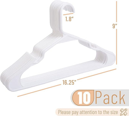 Mr. Pen 10 Pack White Plastic Clothes Hangers - Shirt Hangers for Closet