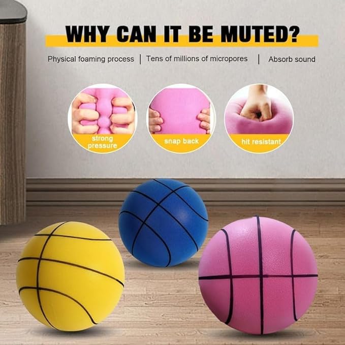 Silent Basketball, 2024 New Hush Silent Foam Basketball, Indoor Training Ball, Uncoated High-Density Foam Ball, Easy to Grip Quiet Ball for Various Indoor Activities