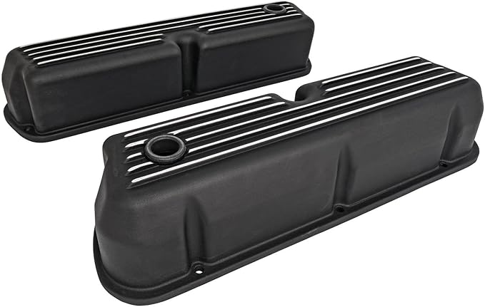 JEGS Black Finned Valve Covers for 1962-1985 Small Block Ford 351W