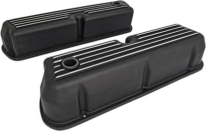 JEGS Black Finned Valve Covers for 1962-1985 Small Block Ford 351W