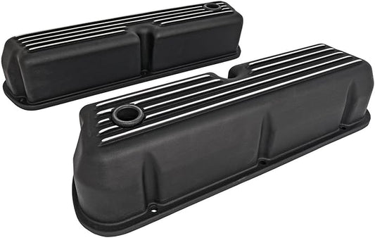 JEGS Black Finned Valve Covers for 1962-1985 Small Block Ford 351W
