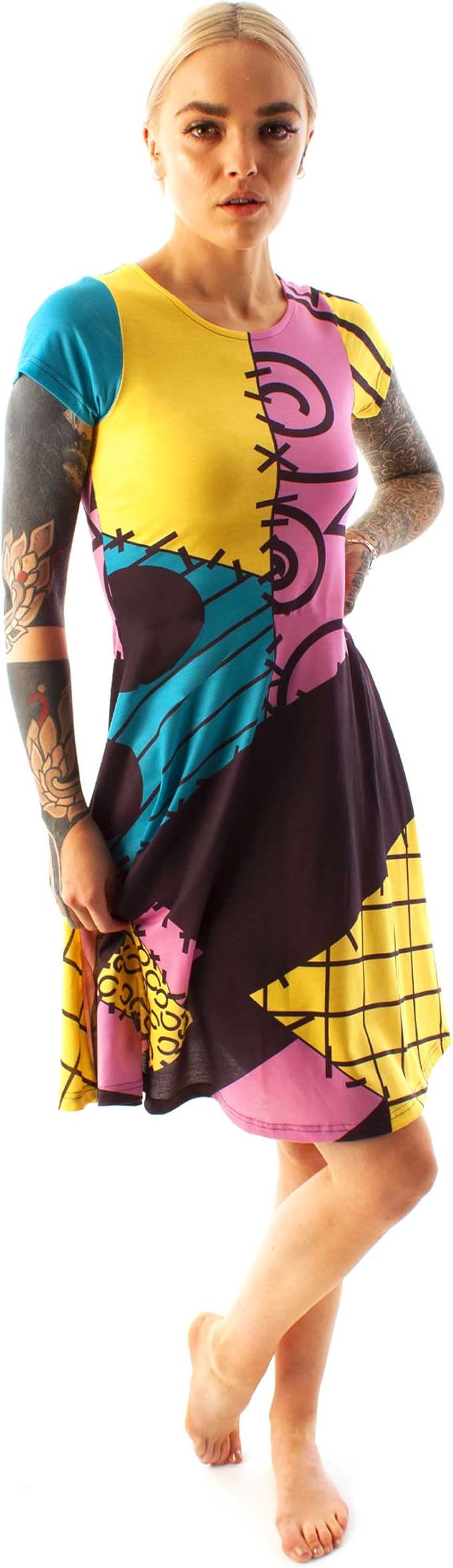 Disney Nightmare Before Christmas Sally Women's Short Sleeve Costume Dress