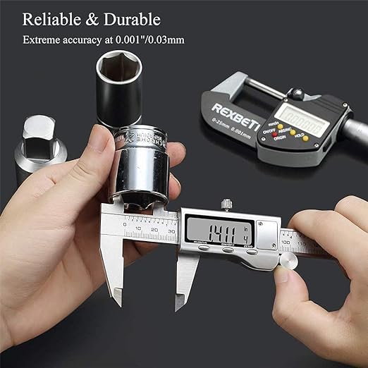 Digital Caliper, Caliper Measuring Tool with Stainless Steel, Electronic Micrometer Caliper with Large LCD Screen, Auto-Off Feature, Inch and Millimeter Conversion (6 Inch150 mm)