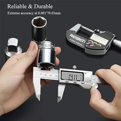 Digital Caliper, Caliper Measuring Tool with Stainless Steel, Electronic Micrometer Caliper with Large LCD Screen, Auto-Off Feature, Inch and Millimeter Conversion (6 Inch150 mm)