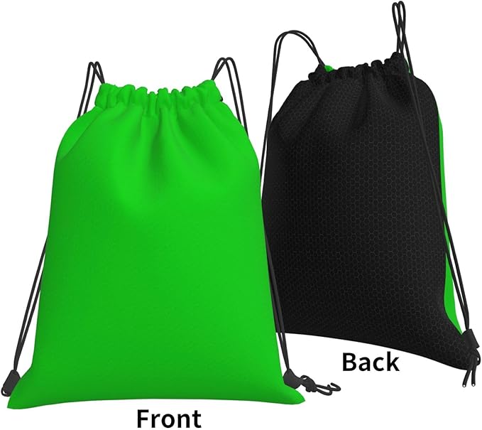green Drawstring Backpack, Small Gym Bags for Men Women, String Backpack Sports Sackpack