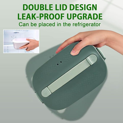120W Electric Lunch Box Food Heater, 1.8L 5 IN 1 12V/24V/110V/220V/230V Heated Lunch Boxes For Adults/Work/Car/Truck/Home, Dual-Lid Portable Food Warmer Lunch Box With 0.45L Compartment