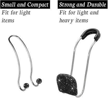 SAVORI Car headrest hooks, universal rhinestone car accessories for car rear seat, metal head hanging organizer, holder for