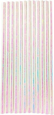 Bakell 24 PC White Iridescent Cake Pop or Party Drinking Straws - Baking, Caking and Craft Tools
