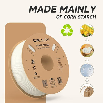 Official Creality Hyper PLA Filament 1.75mm, High Speed PLA 30-600mms 3D Printer Filament, Dimensional Accuracy -0.02mm, Fit Most FDM 3D Printers,1KG(2.2lbs) Spool White