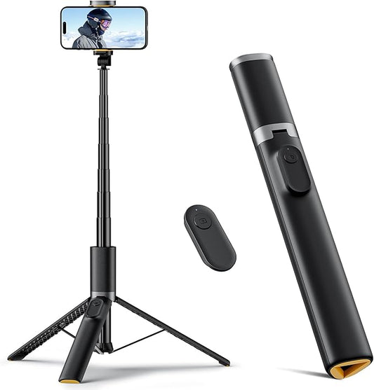 TODI 63" Cell Phone Selfie Stick Tripod, Portable Tripod for iPhone with Wireless Remote, Extendable Smartphone Stand, All-in-1, Compatible with iPhoneAndroid