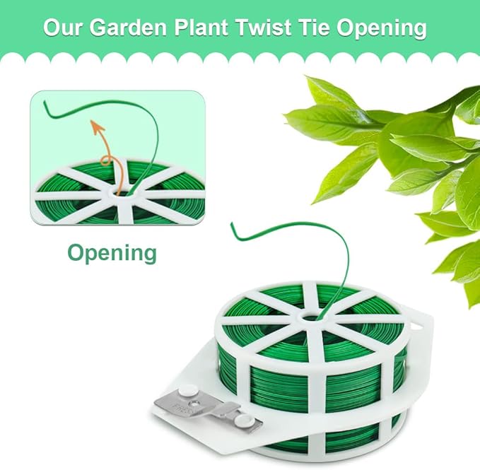 Shintop 328 Feet Garden Plant Twist Tie with Cutter for Gardening, Home, Office (Green)