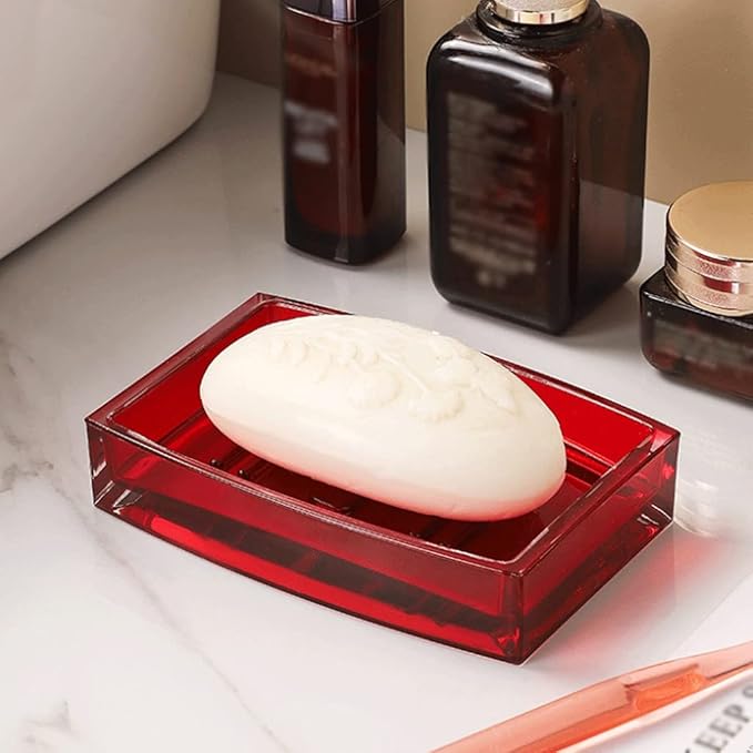 soap Holder Soap Dish Acrylic Material Soap Holder Creative Soap Tray Home Bathroom Soap Case Personality Light Luxury Hotel Soap Box Easy to use (Color : Red)