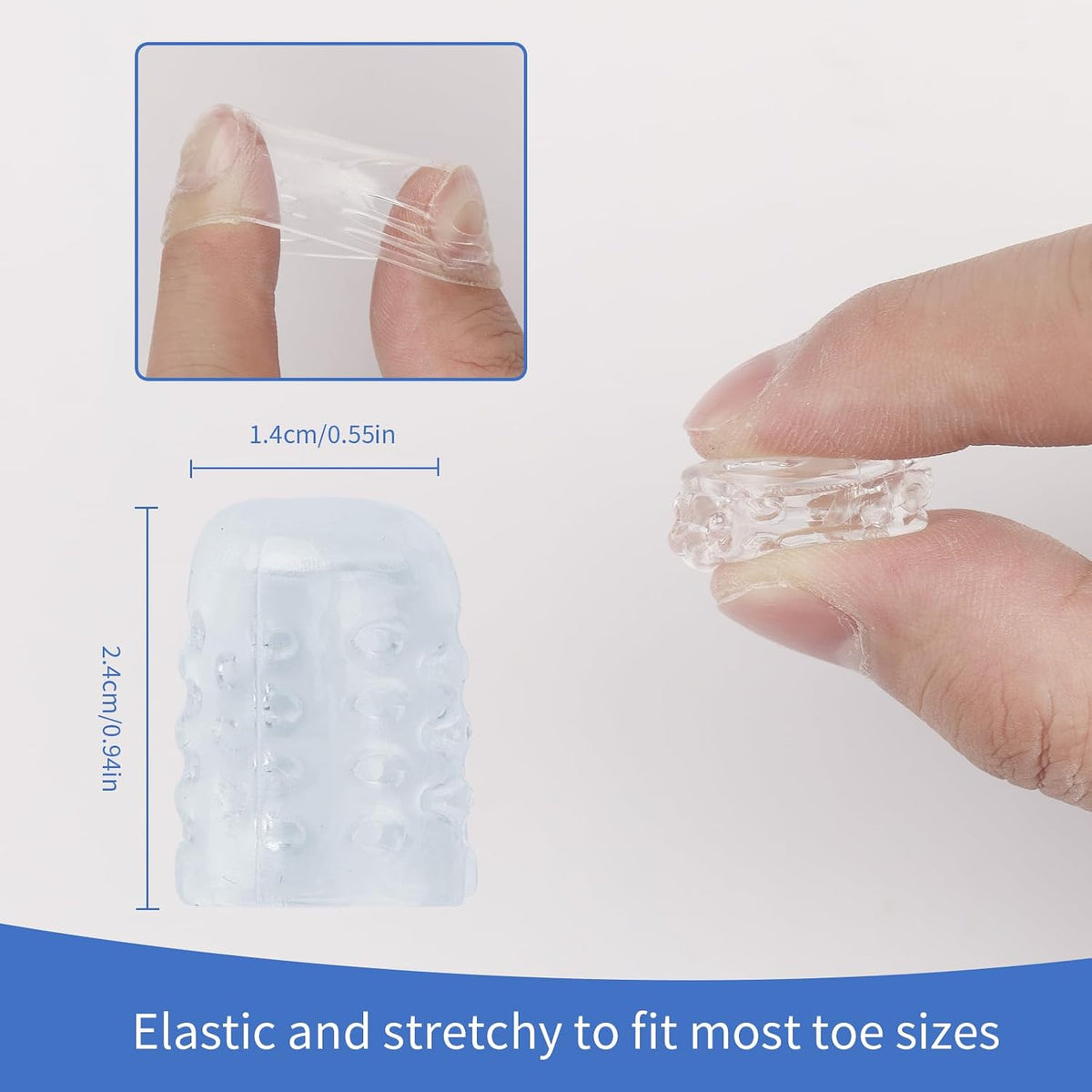 30PCS Silicone Anti-Friction Toe Protector,Soft Clear Little Gel Toe Protectors Breathable Toe Covers for Men Women,Toe Sleeves for Corns,Calluses,Blisters and Ingrown Toenails