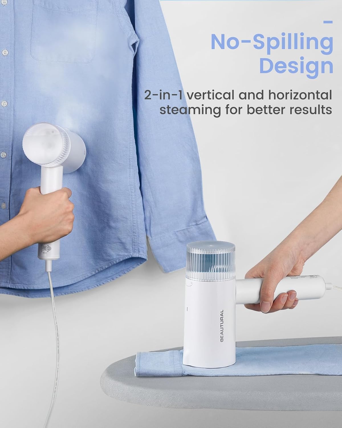 Steamer for Clothes, Portable Garment Wrinkle Remover, Fast 30s Heat-up, Foldable and Handheld, 120V Only (Not for 220V Europe)
