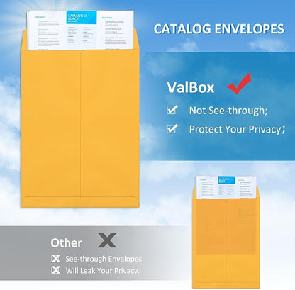 9x12 Self Seal Security Catalog Envelopes 15 Count Brown Kraft Envelopes with Peel and Seal Flap for Mailing, Organizing and Storage