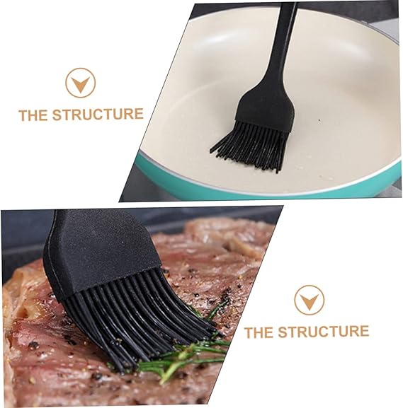 Unomor 2pcs Silicone Oil Brush Bbq Oil Brush Pan Oil Brush Bbq Meat Brush Bbq Basting Brush Baking Oil Brush Cooking Brush for Oil Baking Supplies Kitchen Silicone Brush Black
