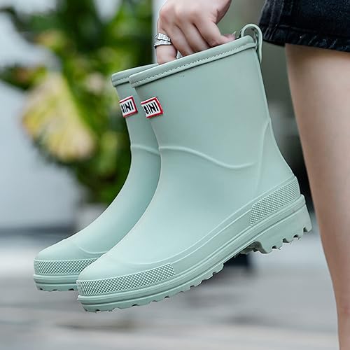 Nutropa Mid Calf Rain Boots for Women,Waterproof Garden Shoes Anti-Slip Rainboots,Outdoor Work Rain Shoes