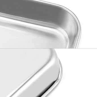 QWORK 2 Pack Stainless Steel Surgical Tray, for Medical Instruments, Tattoo, Surgical Supplies, 10 58" x 6 1116" x 1", Flat Bottom Tray