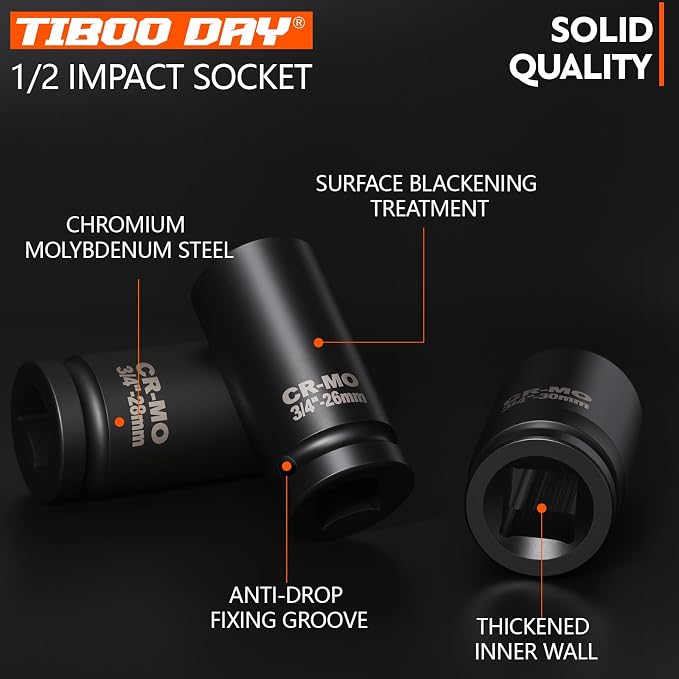 1/2" Drive Impact Socket 1-1/4" Deep Impact Socket Cr-Mo Steel