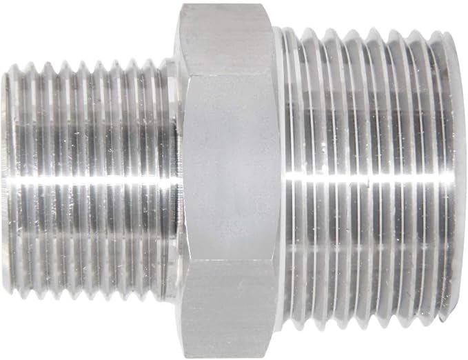 JoyTube Reducing Hex Nipple, 1" x 34" Male NPT Threaded Reducing Nipple Fitting, 304 Stainless Steel Pipe Fitting