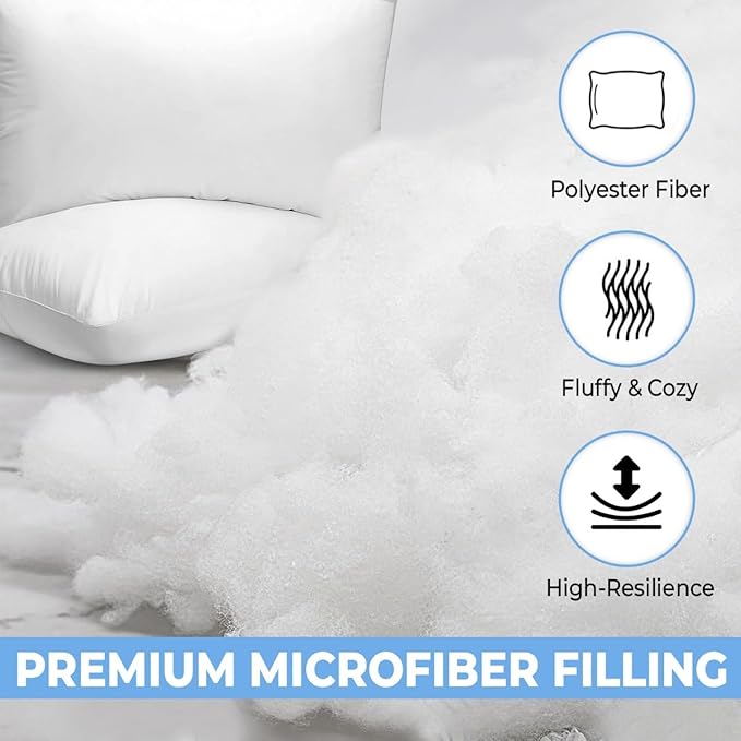 Queen Size Bed Pillows - Set of 2, Medium Density, Soft and Supportive for Back, Side, and Stomach Sleepers (Queen (Pack of 2)) (White, Pack of 2)
