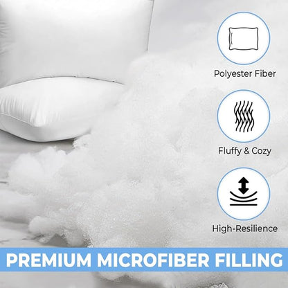 Queen Size Bed Pillows - Set of 2, Medium Density, Soft and Supportive for Back, Side, and Stomach Sleepers (Queen (Pack of 2)) (White, Pack of 2)