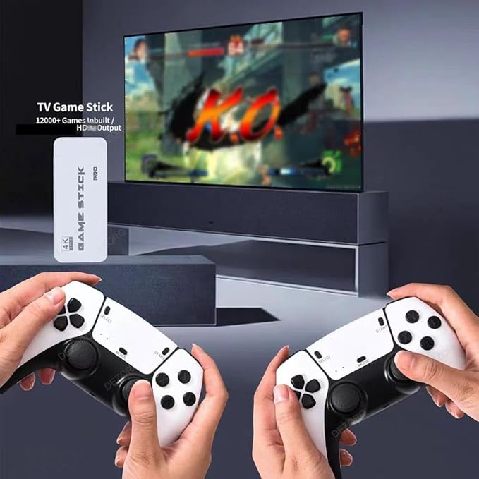 2 Pcs Wireless Retro Game Console, Gaming Stick 4k HDMI Output Built-in 40,000 Games 23 Emulators, 2.4GHz Wireless Controllers, Plug  Play Video Games with 128G TF Card for TV