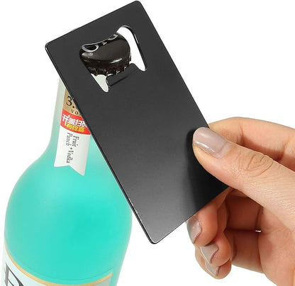 Wallet Bottle Opener, Cool & Funny Card Size Party Wedding Favors Beer Bottle Opener for Guest,Stainless Steel (2pcs-Black