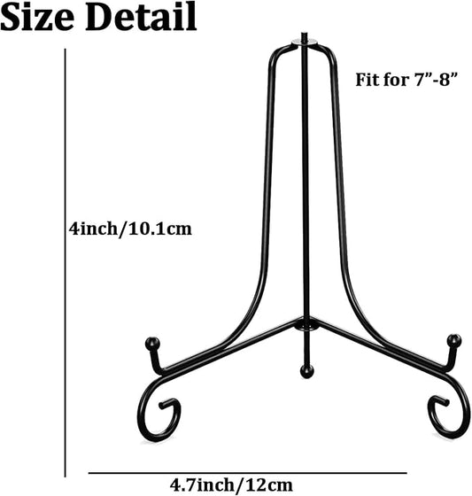 Kruodop 2pcs Pack Plate Stands for Display, 4 Inch Plate Holder Display Stand, Metal Frame Holder Stands for Book, Pictures, Photo Easel, Tabletop Art
