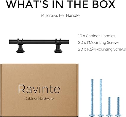 Ravinte 10 Pack 6 Inch Cabinet Pulls Kitchen Cupboard Handles with Round Base Matte Black Drawer Pulls Cabinet Handles 6" Length,3.75" Hole Center