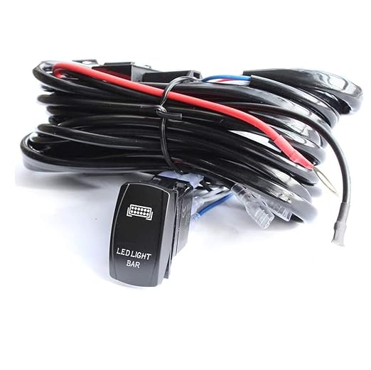 LED Light Bar Wiring Harness Kit 16AWG Heavy Duty 12V 5Pin Rocker Laser On Off Waterproof Switch Power Relay Blade Fuse-1 Lead,3 Years Warranty