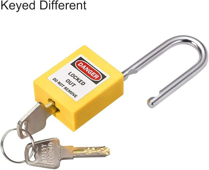 uxcell Lockout Tagout Safety Padlock 1-12-Inch Steel Shackle Keyed Different Yellow