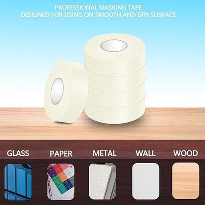 NETEHA 3 Rolls Painters Tape Masking Tape 1 Inch x 55 Yard, No Residue Adhesive Tape for Wall Painting, Decoration Labeling and DIY Crafts (Beige White)