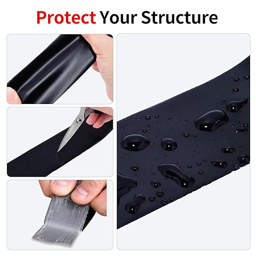 1 Roll 2in x 50ft Joist Tape for Decking, Waterproof Butyl Sealant Deck Tape, Anti-Corrosion and Self-Adhesive Flashing for RV, Roof and Wood, Black
